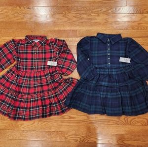 Brand New Old Navy Girls 4T Long Sleeve Plaid Holiday Dresses